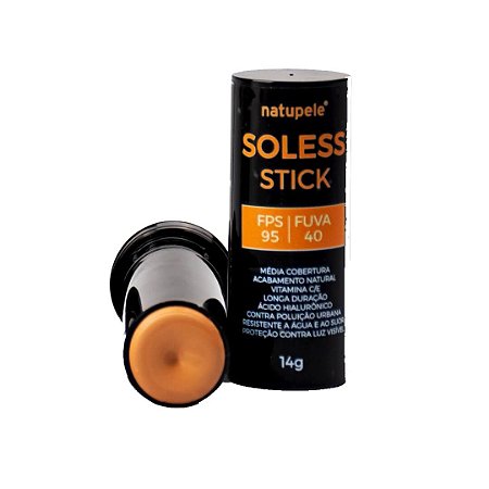 Protetor Solar Facial Com Cor Base Stick FPS95 - Bege Médio Natupele