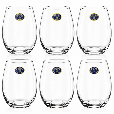 Jogo 6 Copos de Cristal Bohemia Mergus 560ml Água Whisky Drinks Original