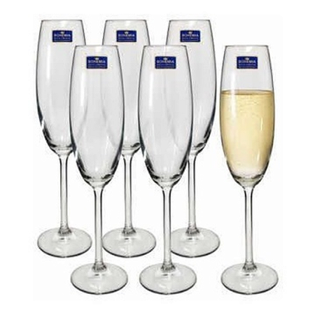 Taças 6 Cristal Titanium Champanhe 220ml Bohemia Espumante Cor Transparente