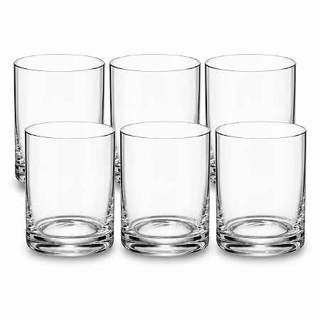 Kit 6 Copos Crystal para Whisky Base Reforçada 320ml Premium