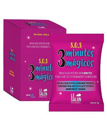 Máscara SOS 3 Minutos Mágicos hidratação Profunda Le Salon - Kit 12 Sachês 30g