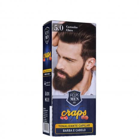 Tonalizante Capilar barba e Cabelo 5.0 Catanho Claro Craps Felps Men 40ml