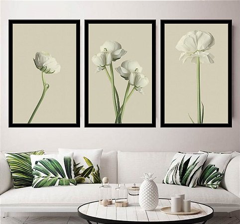 Quadro Decorativo Flores Branca Sala Quarto