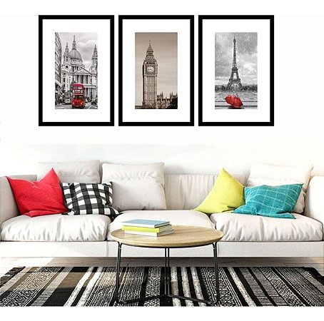 Quadro Mosaico Cidade Sala Hall 120x60cm