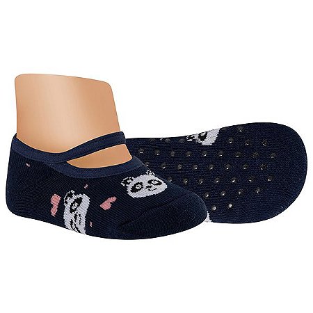 Meia Sapatilha Bebê Antiderrapante Pandinha Marinho - ♥︎ COZY BABY ♥︎