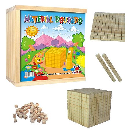 Brinquedo Pedagógico Material Dourado 611 peças