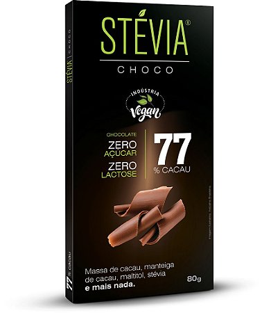 STÉVIA CHOCO 77% cacau - Tablete 80g