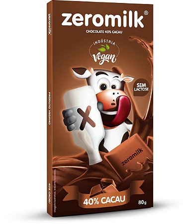 ZEROMILK PURO 40% cacau - tablete 80g