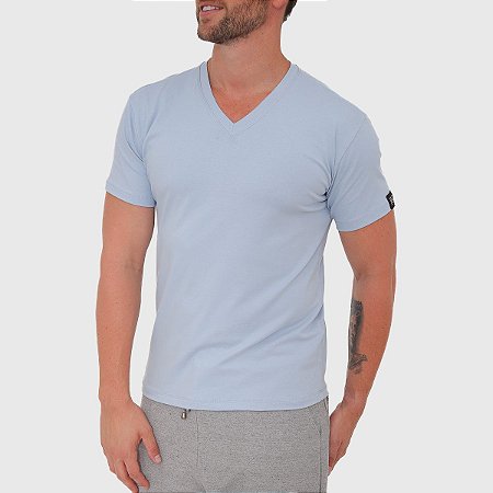 Camiseta Slim Basic Gola V Acqua