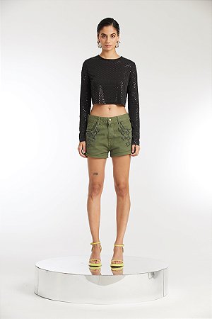 BLUSA CROPPED MANGA LONGA BRILHO ALL IS LOVE