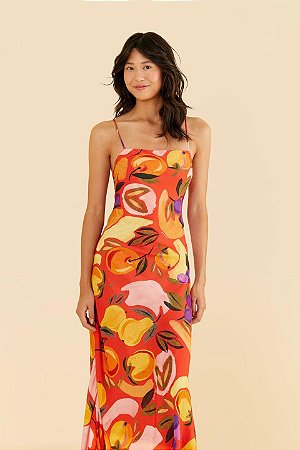 VESTIDO MIDI VENTO DE FRUTA VERMELHO FARM