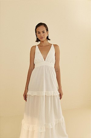 VESTIDO CROPPED DECOTE OFF WHITE FARM