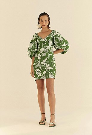VESTIDO CURTO FLORESTINHA VERDE FARM