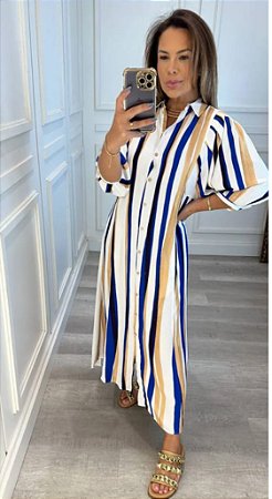 Vestido Chemise Listra Murano Textura Color Animale