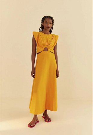 VESTIDO CROPPED VAZADO LARANJA KINO FARM