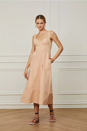 VESTIDO SARJA BEGE ANIMALE