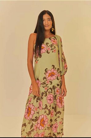 VESTIDO LONGO AURORA FLORAL ABSINTO-VERÃO2025