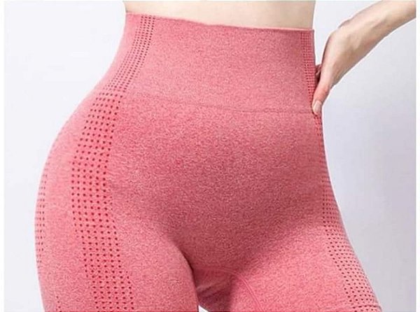 Shorts Feminino Academia Zero Transparencia Cintura Alta Rosa