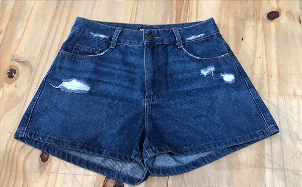 Short Jeans Feminino Hot Pants Cintura Alta Desfiado Cós alto   Hering