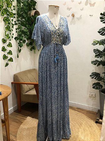 Vestido Longo céu azul- Palak