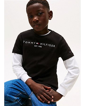 Camiseta Tommy Hilfiger Preta TKkS0KS00210- Kids