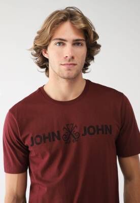Camiseta John John Reta Logo Vinho