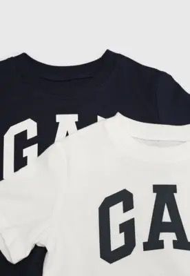 Kit Camiseta 2pçs GAP Logo Off-White e Azul Escuro