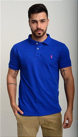 Camiseta Polo Ralph Lauren Masculina Custom Fit Strong Cotton Azul Royal