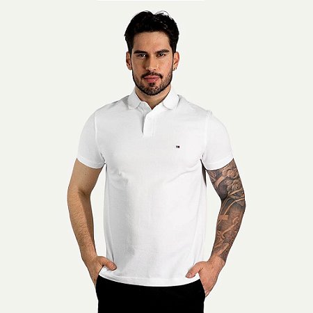 Polo Masculina, Tommy Hilfiger- Branca