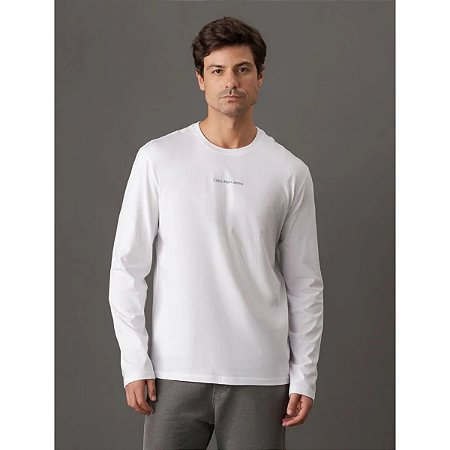 Camiseta Masculino Manga Longa Calvin Klein- Branco