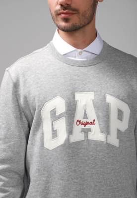 Blusa de Moletom Flanelada Fechada GAP Logo Cinza