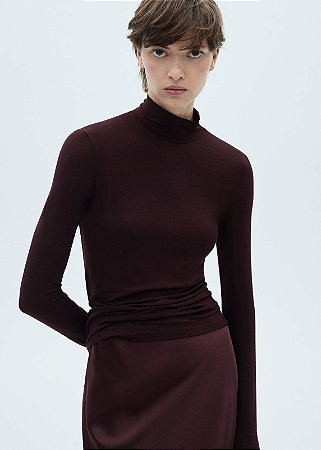 CAMISETA DE MANGA COMPRIDA COM GOLA PERKINS - Mango