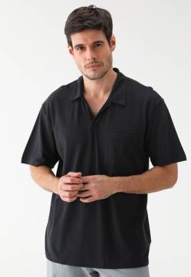 Camisa Polo GAP Reta Bolso Preta