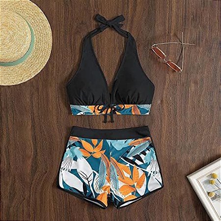 Biquiní Halter Neck Lovito Com Short