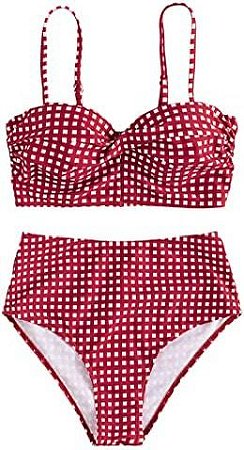 Biquíni feminino quadriculado