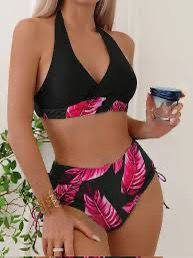 Biquiní feminino Preto tropical