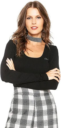 Blusa Colcci Basics Canelada Manga Longa Feminina