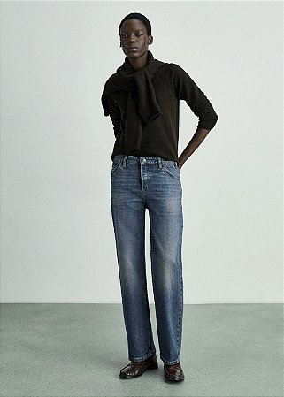 CALÇA JEANS RETA DE CINTURA MÉDIA MANGO