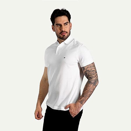Polo Masculina, Tommy Jeans- Branca