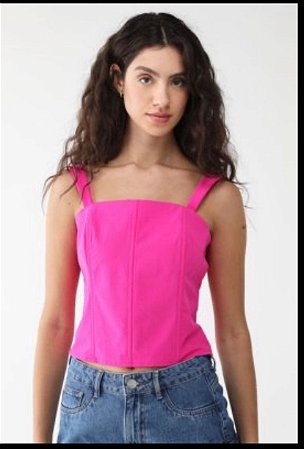 Blusa Cropped My Favorite Things Ajustada Corset Rosa