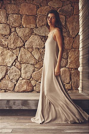 Vestido De Alças Zara Bege