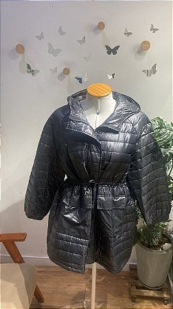 Jaqueta Puffer Shein Curves Preta 2XL Plus Size 48 ao 52