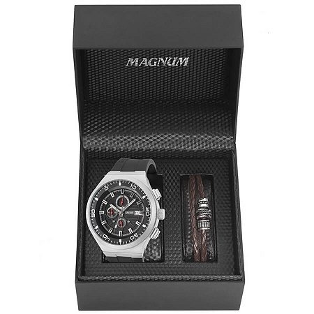 Relógio Magnum Masculino com Cronografh MA33791J Analógico Pulseira de  Silicone Preta