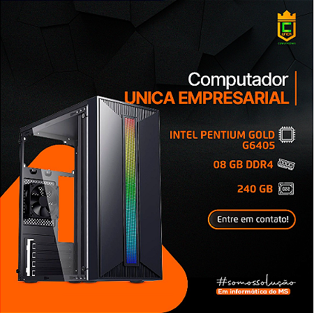 COMPUTADOR UNICA EMPRESARIAL INTEL PENTIUM GOLD G6405 8GB DE RAM SSD 240GB