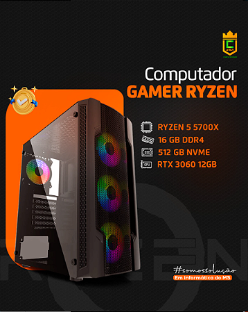 COMPUTADOR UNICA GAMER RYZEN 5 5700X 16GB DE RAM SSD 512GB NVME RTX 3060