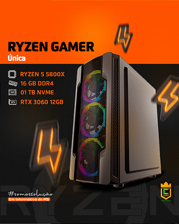COMPUTADOR UNICA GAMER RYZEN 5 5800X 16GB DE RAM SSD 1TB NVME RTX 3060