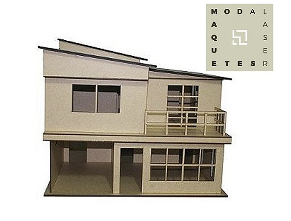 Maquete De Casa Sobrado 1:14 - Mdf 3mm - Kit Para Montar