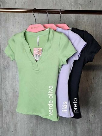 Blusa Manga Curta Celeste Gola V