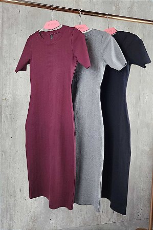 Vestido Bali Midi Manga Curta Abertura nas Costas