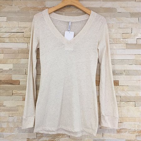 Camiseta Manga Longa Gola V Natural